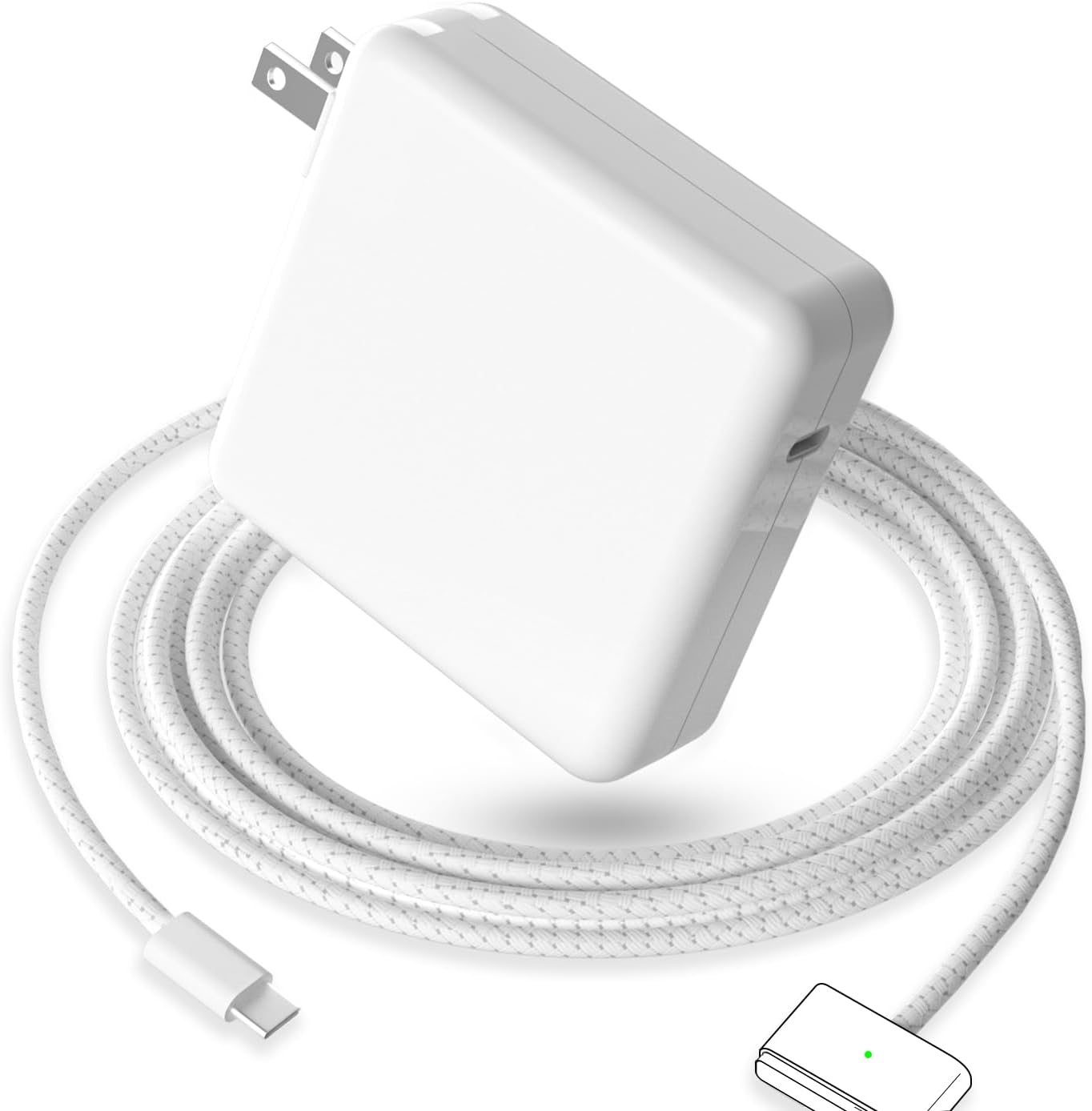USB-C to MagSafe 3 Charger Kit (96W Power Adapter + 6.6 ft Cable) for MacBook Pro 14”/16” & MacBook Air 13”/15” (21-27) — front view