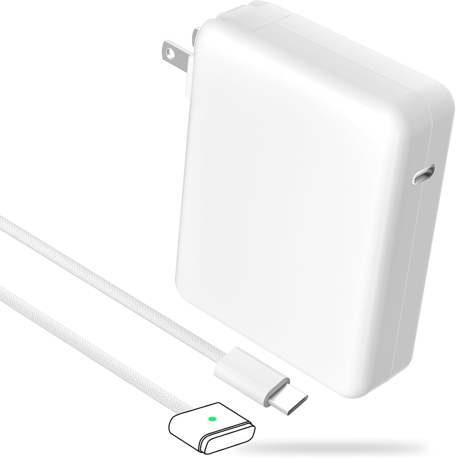 140W USB-C to MagSafe 3 Charger Kit (Power Adapter + 6.6 ft Cable) for MacBook Pro 14” & 16” (2021–2025) and MacBook Air — front view