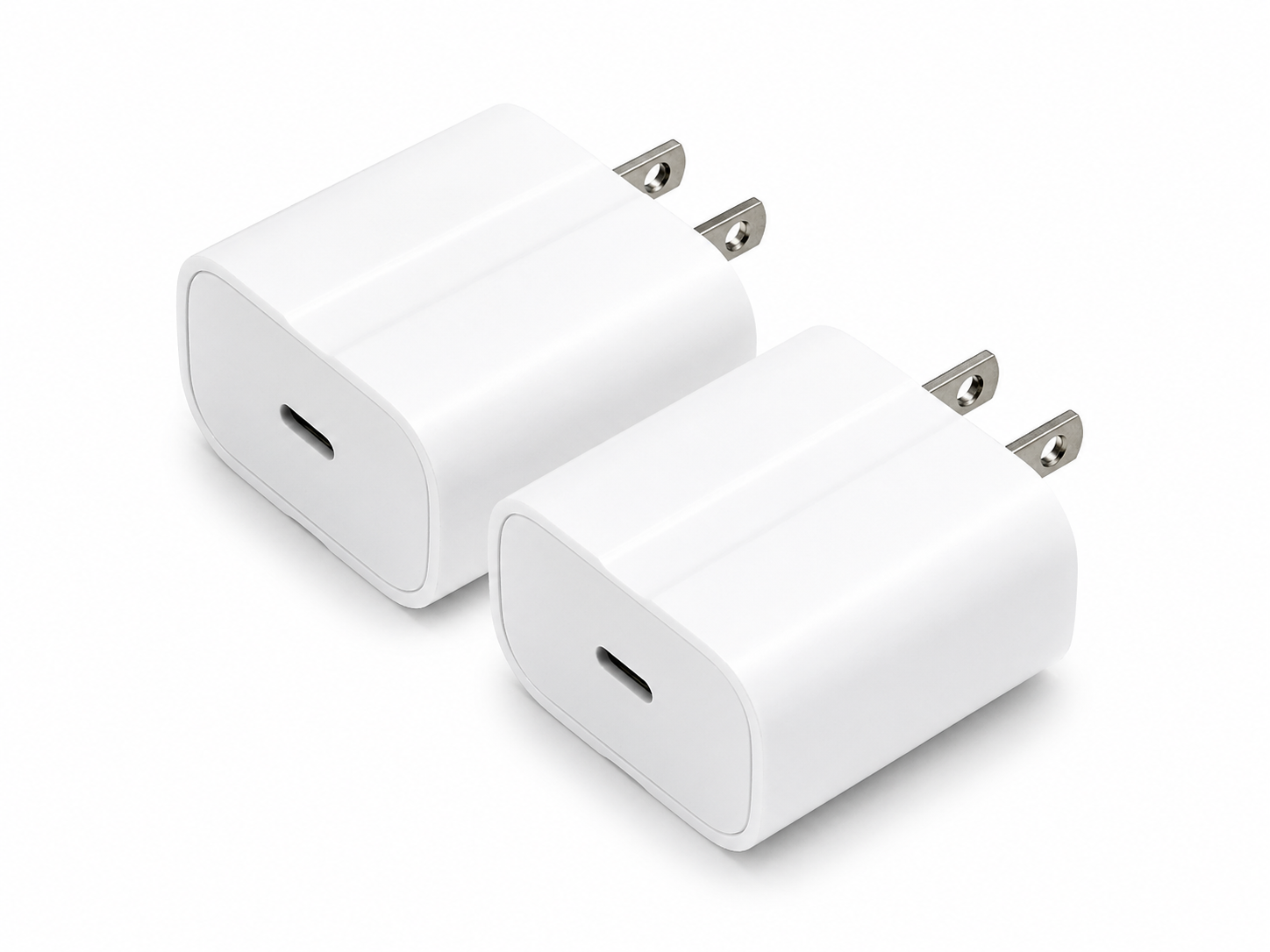 2-Pack 20W USB-C Fast Charger PD Wall Adapter – Compact Type-C Power Adapter for iPhone 17, Samsung, iPad & More — front view