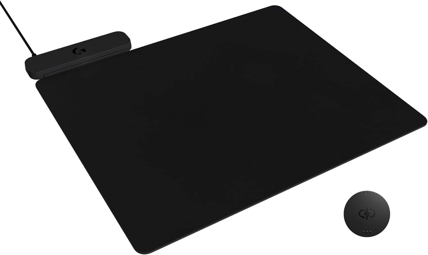 Logitech G POWERPLAY 2 Wireless Charging Mouse Pad – 13.5" x 11.2", PC/Mac, Black (New, No Box) — front view