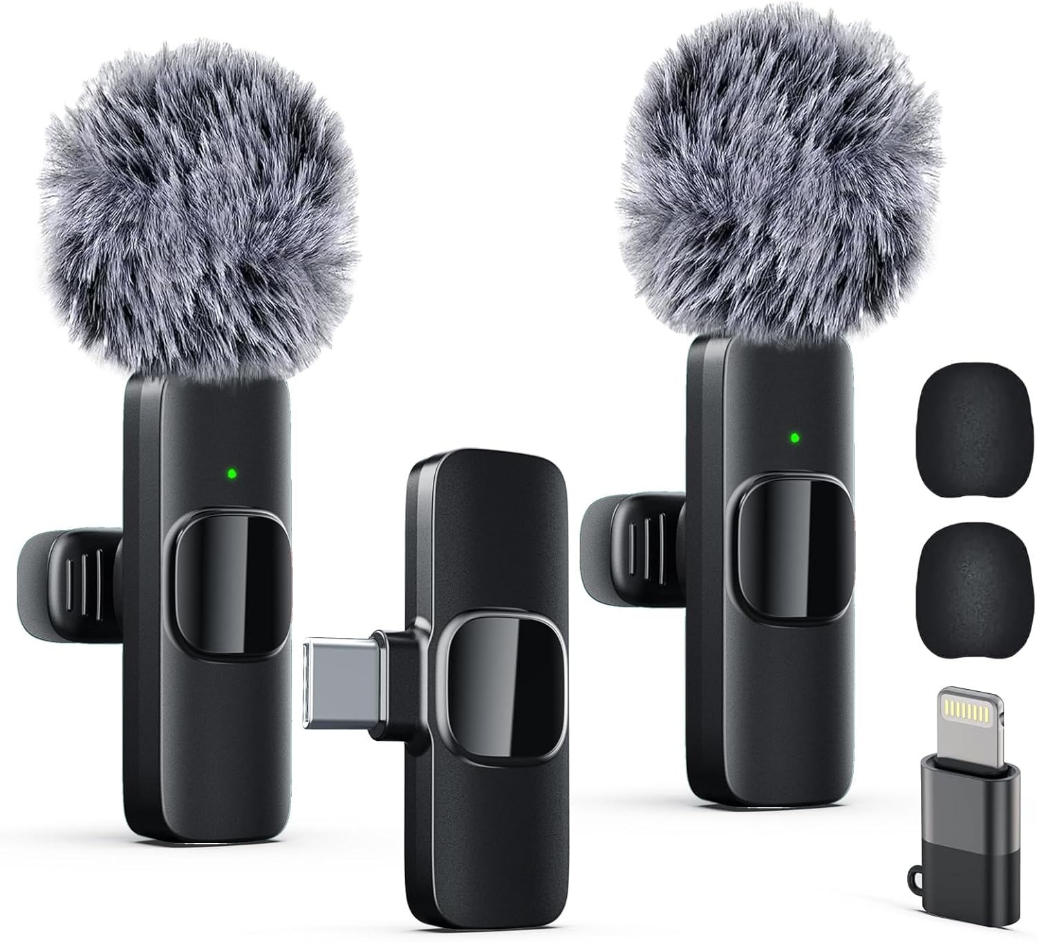 Wireless Lavalier Microphone for iPhone & iPad – Clip-On Mic with Noise Reduction, Plug & Play for Video & Streaming — front view