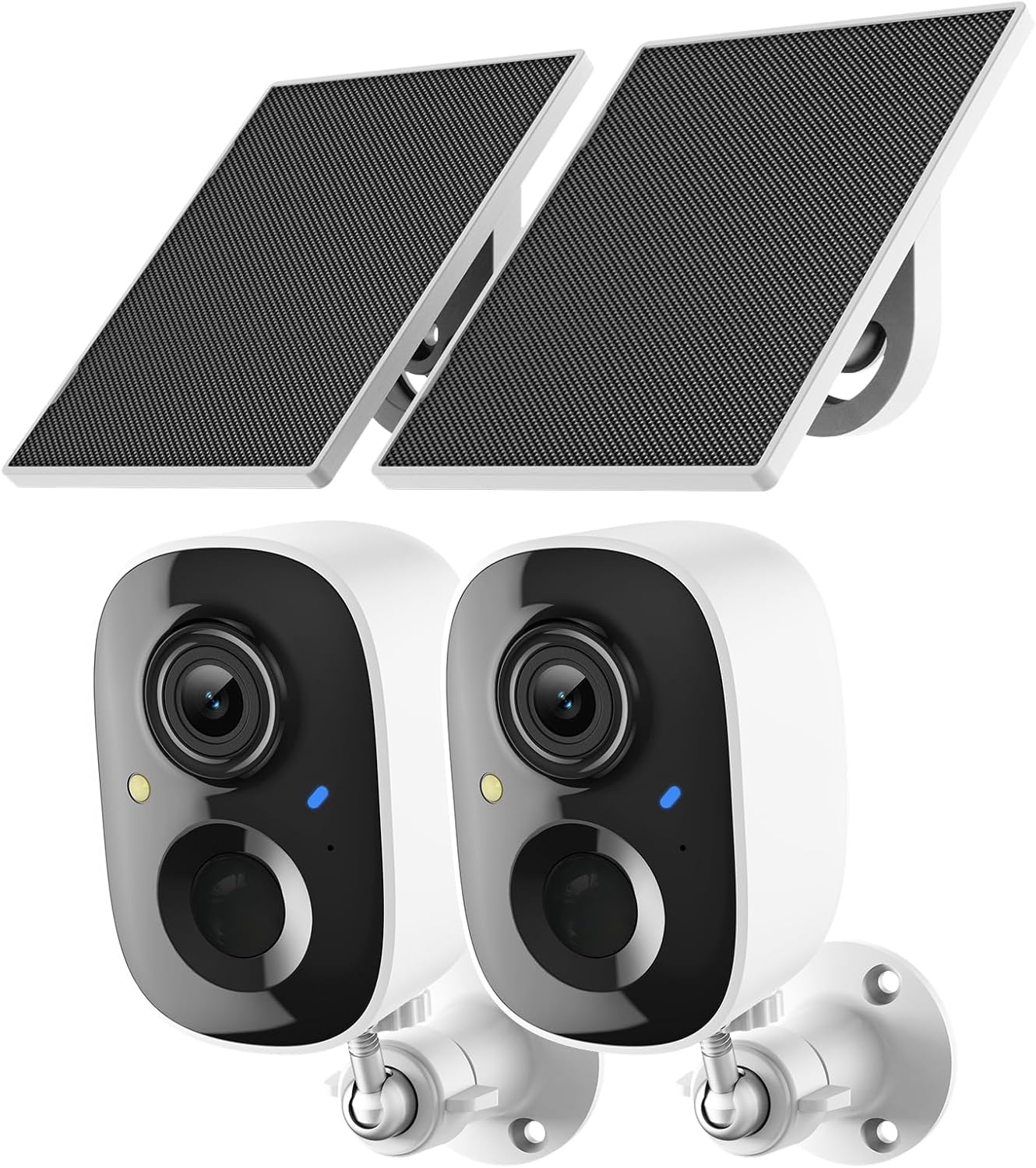 Core Tech 2K Solar Wireless Security Camera 2-Pack, Outdoor WiFi, Night Vision, Motion Alert — front view