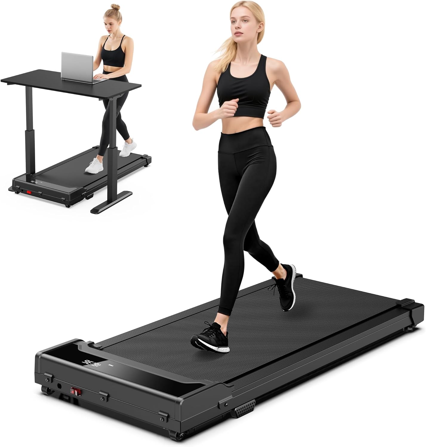 Walking Pad Treadmill for Home & Office, 2.0HP Under Desk Treadmill, Remote Control, 0.6-4 MPH, 220 lb Capacity — front view