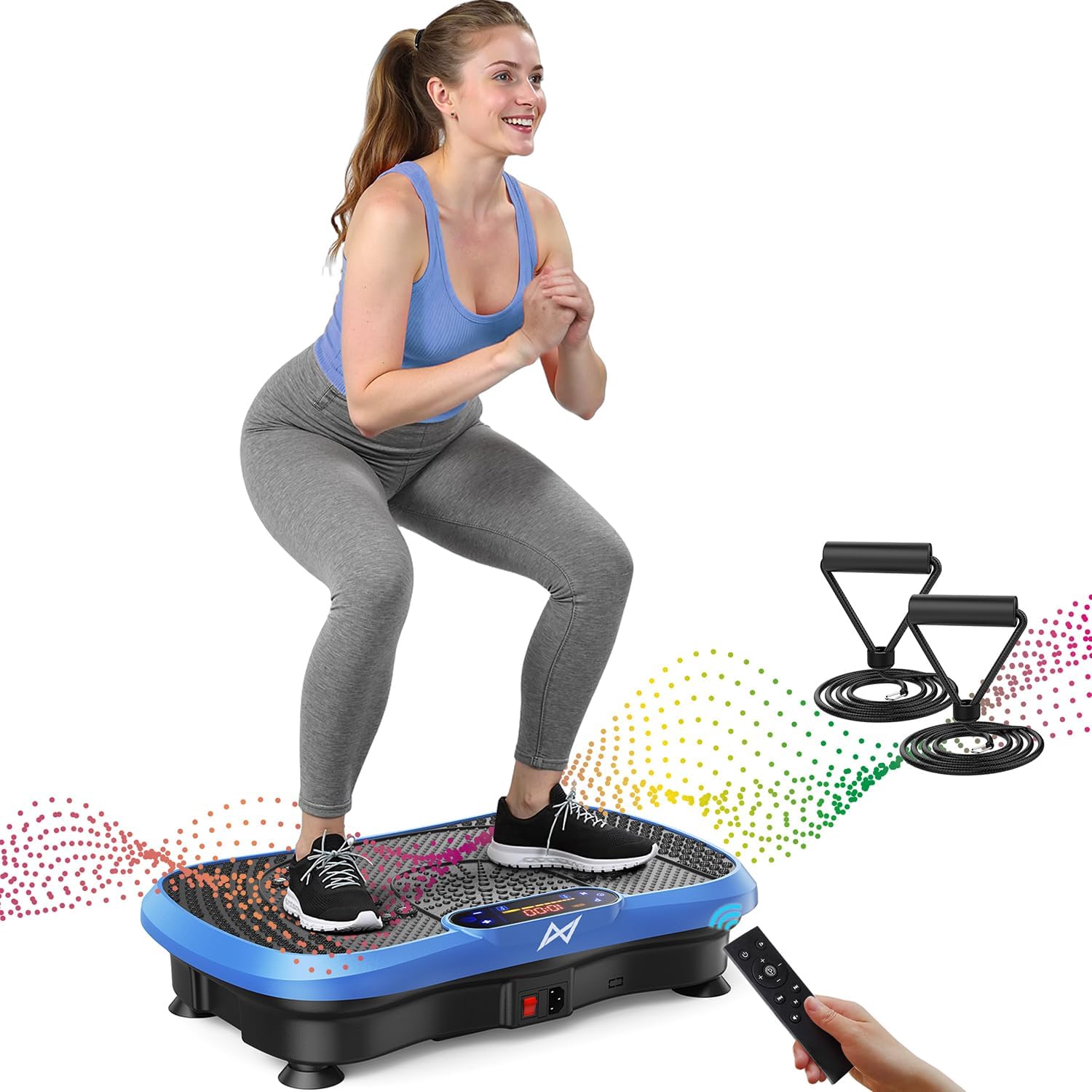 Vibration Plate Fitness Machine with Resistance Bands, Remote Control, Bluetooth Speaker & 120 Speed Levels — front view