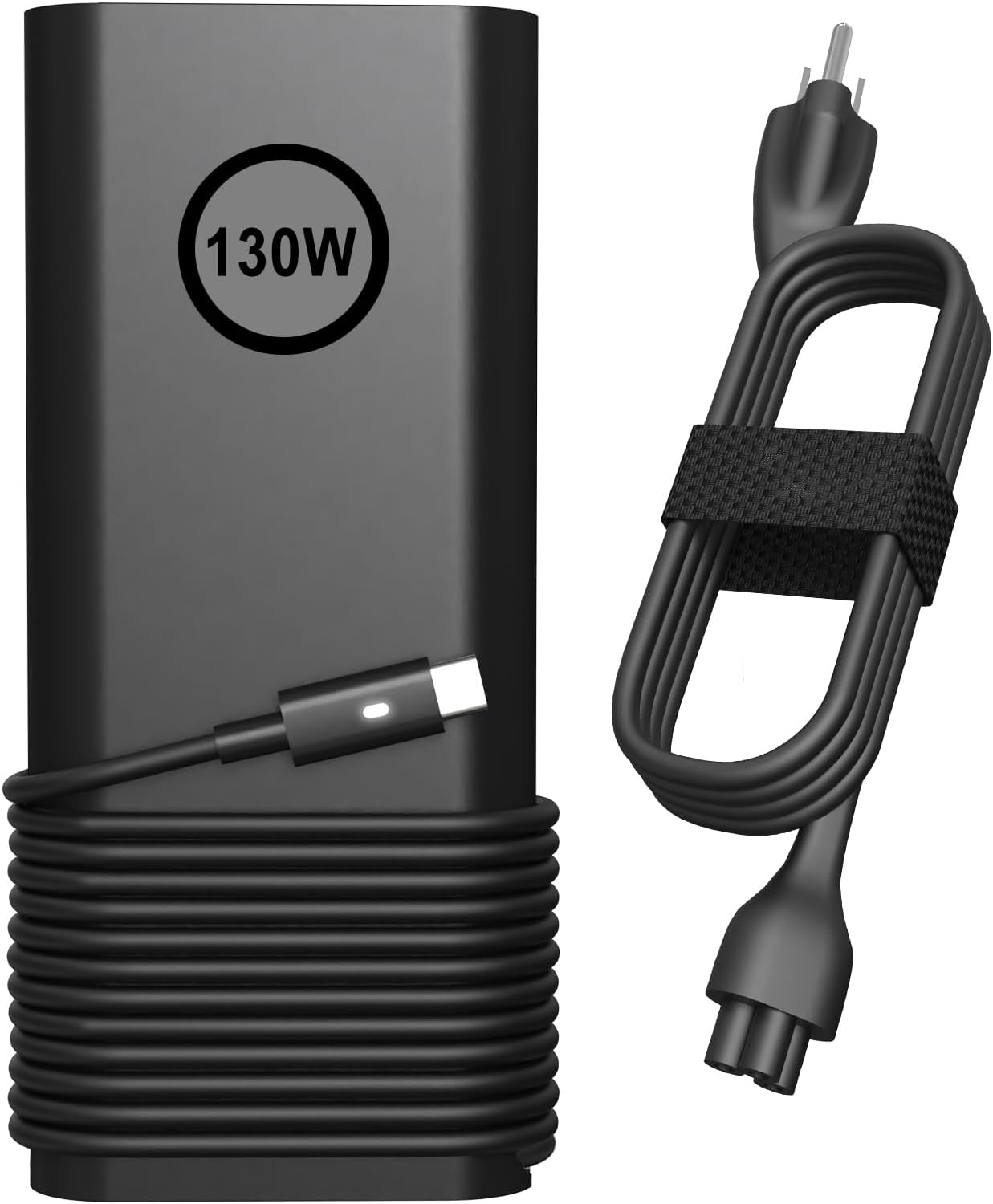 130W USB-C Laptop Charger for Dell XPS 15/17, Precision & Latitude Series with Power Cord — front view