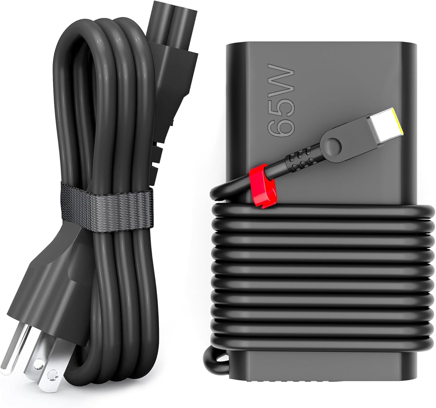 65W USB-C Charger for Lenovo ThinkPad, Yoga, ThinkBook & Chromebook Laptop Power Adapter — front view