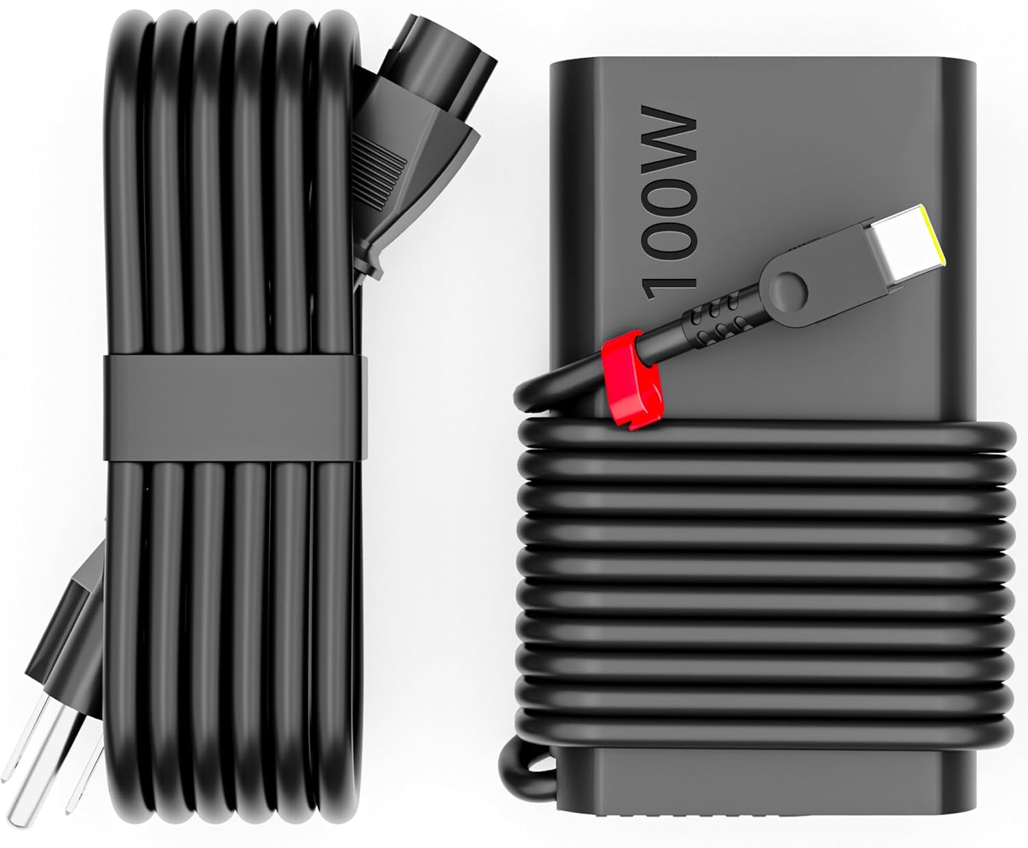 100W USB-C Laptop Charger for Lenovo Yoga 9i 7i IdeaPad 5 Pro ThinkPad X1 Carbon ThinkBook Fast Charging AC Adapter — front view