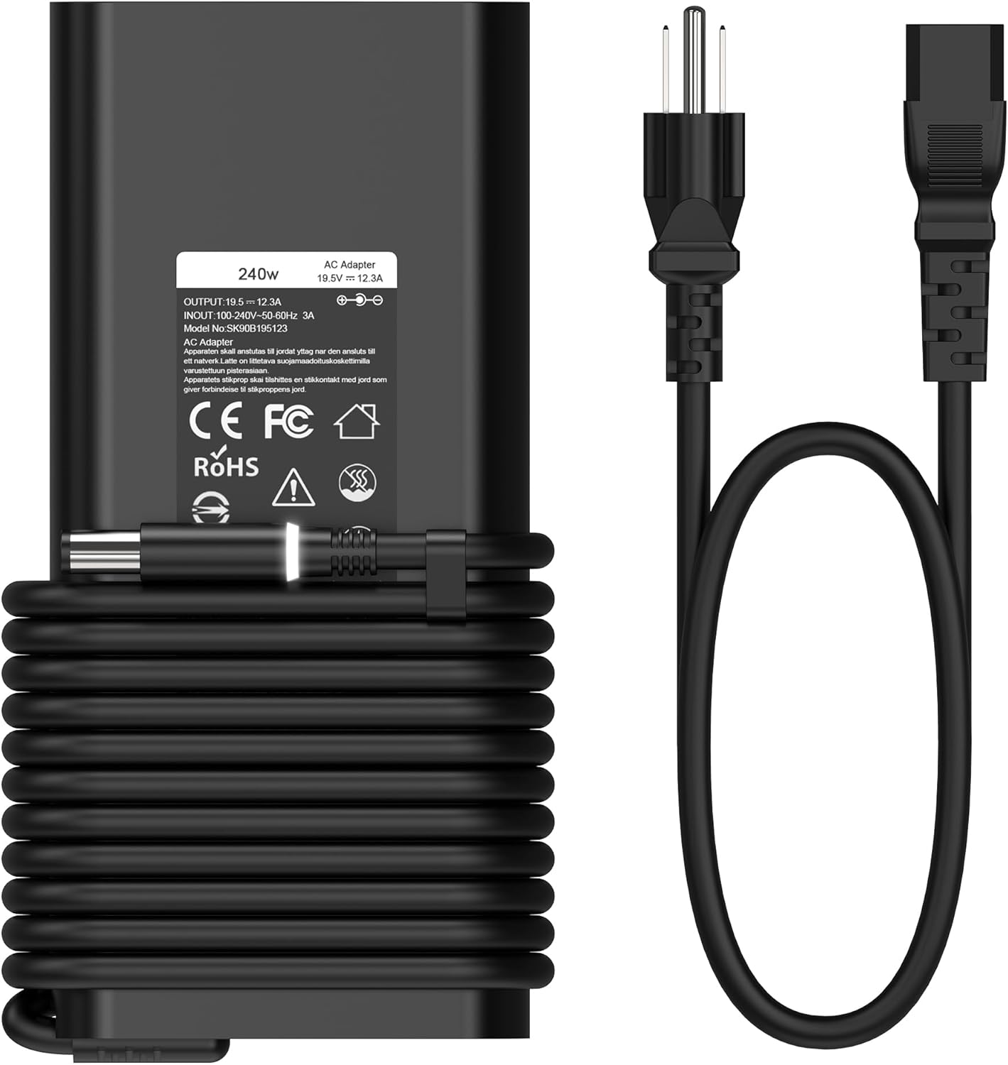 240W Slim Laptop Charger for Select Dell Alienware, Precision, G3, G5 & G7 Laptops — front view