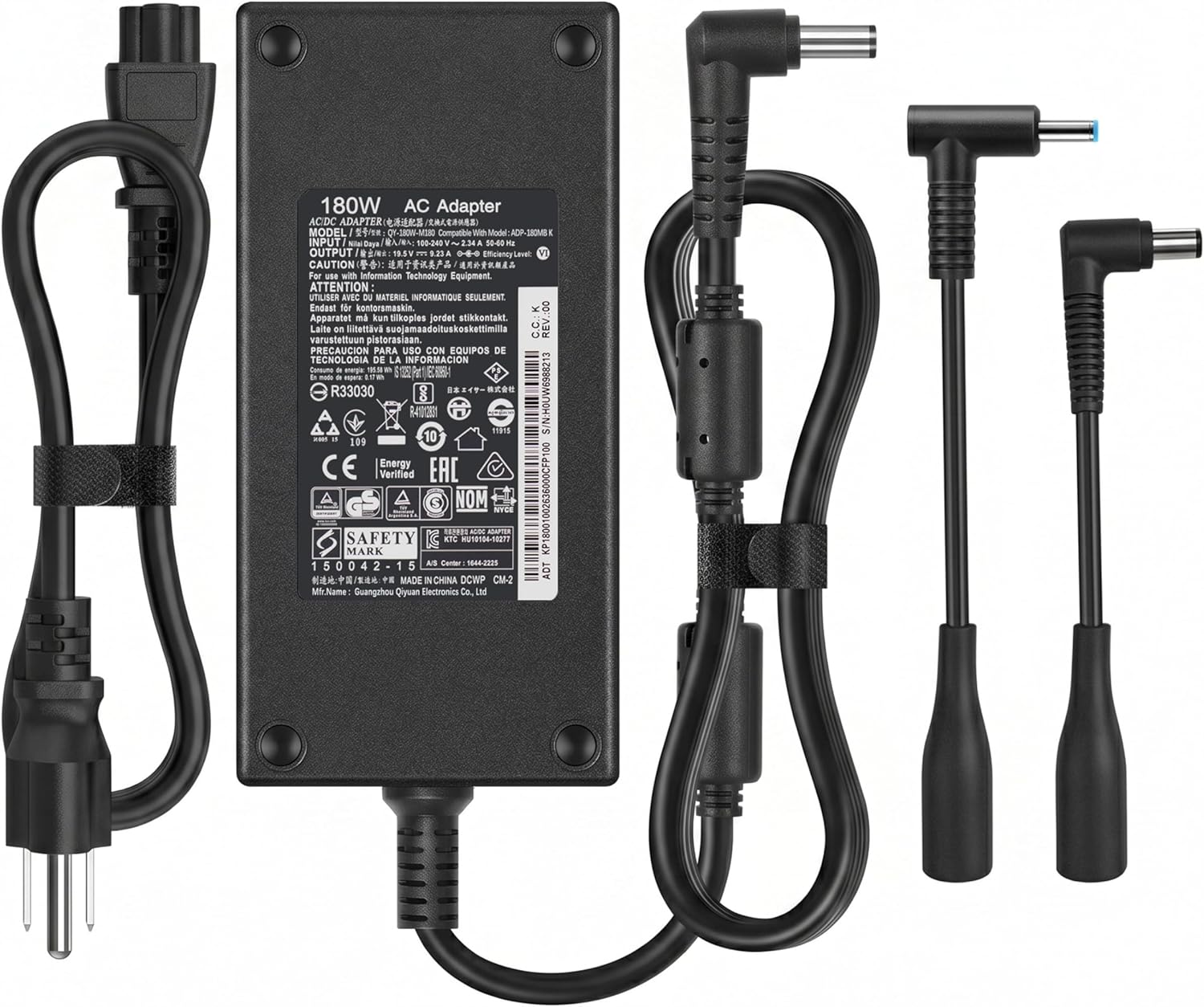 180W Laptop Charger for Select MSI Gaming Laptops with 19.5V 9.23A AC Power Adapter — front view