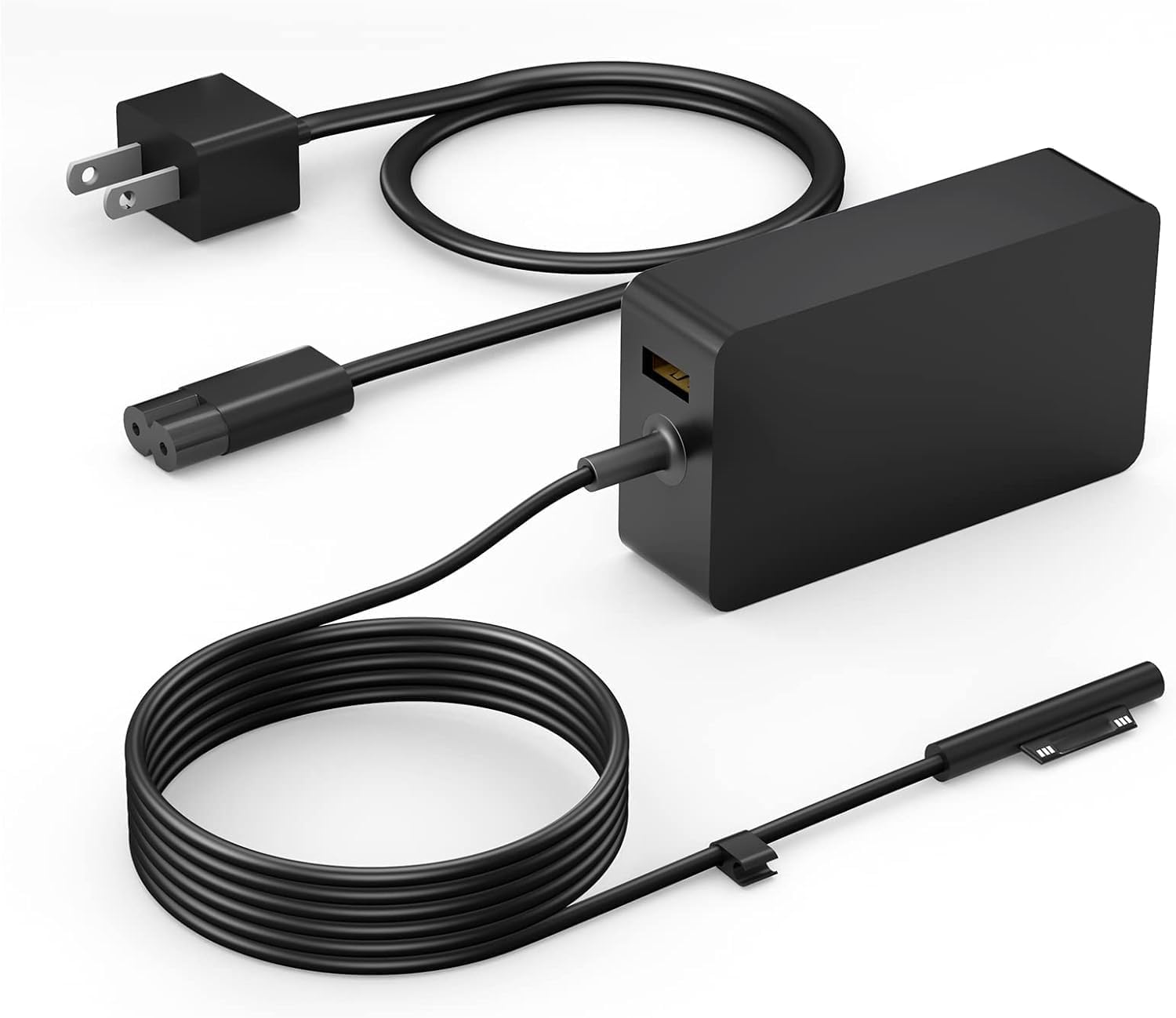 65W Surface Laptop Charger for Surface Pro, Laptop, Book and Go with 8.8ft Power Cord — front view
